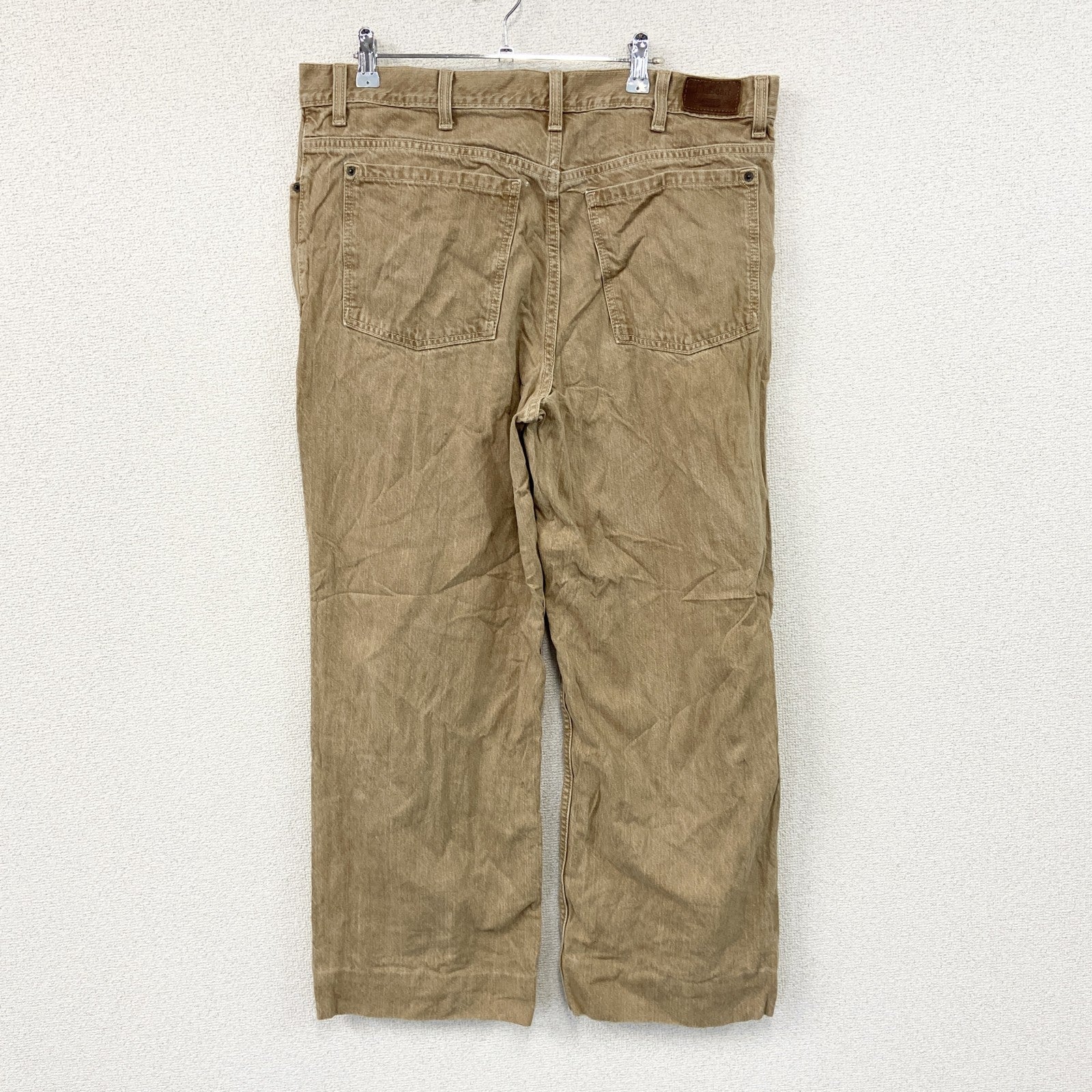 ～00s　L.L.Bean　エルエルビーン　デニムパンツ/ジーンズ　ジップフライ　革パッチ　ヴィンテージ　ベージュ　W38サイズ