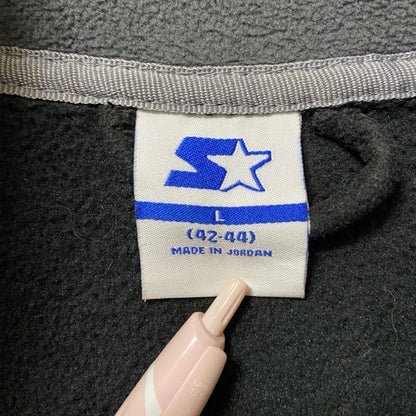 古着 used　STARTER　スターター　長袖無地フリースジャケット　フルジップアウター　ロゴ刺繍　黒　ブラック　Lサイズ