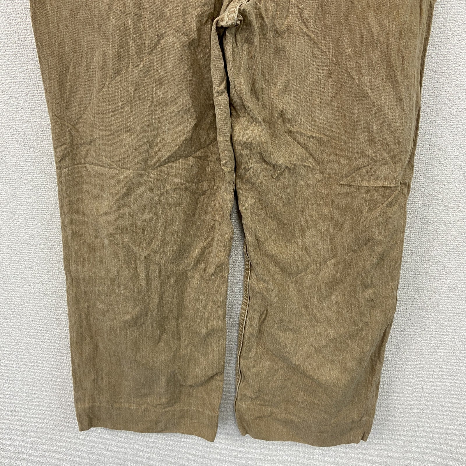 ～00s　L.L.Bean　エルエルビーン　デニムパンツ/ジーンズ　ジップフライ　革パッチ　ヴィンテージ　ベージュ　W38サイズ