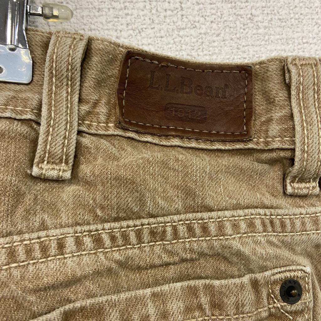 ～00s　L.L.Bean　エルエルビーン　デニムパンツ/ジーンズ　ジップフライ　革パッチ　ヴィンテージ　ベージュ　W38サイズ