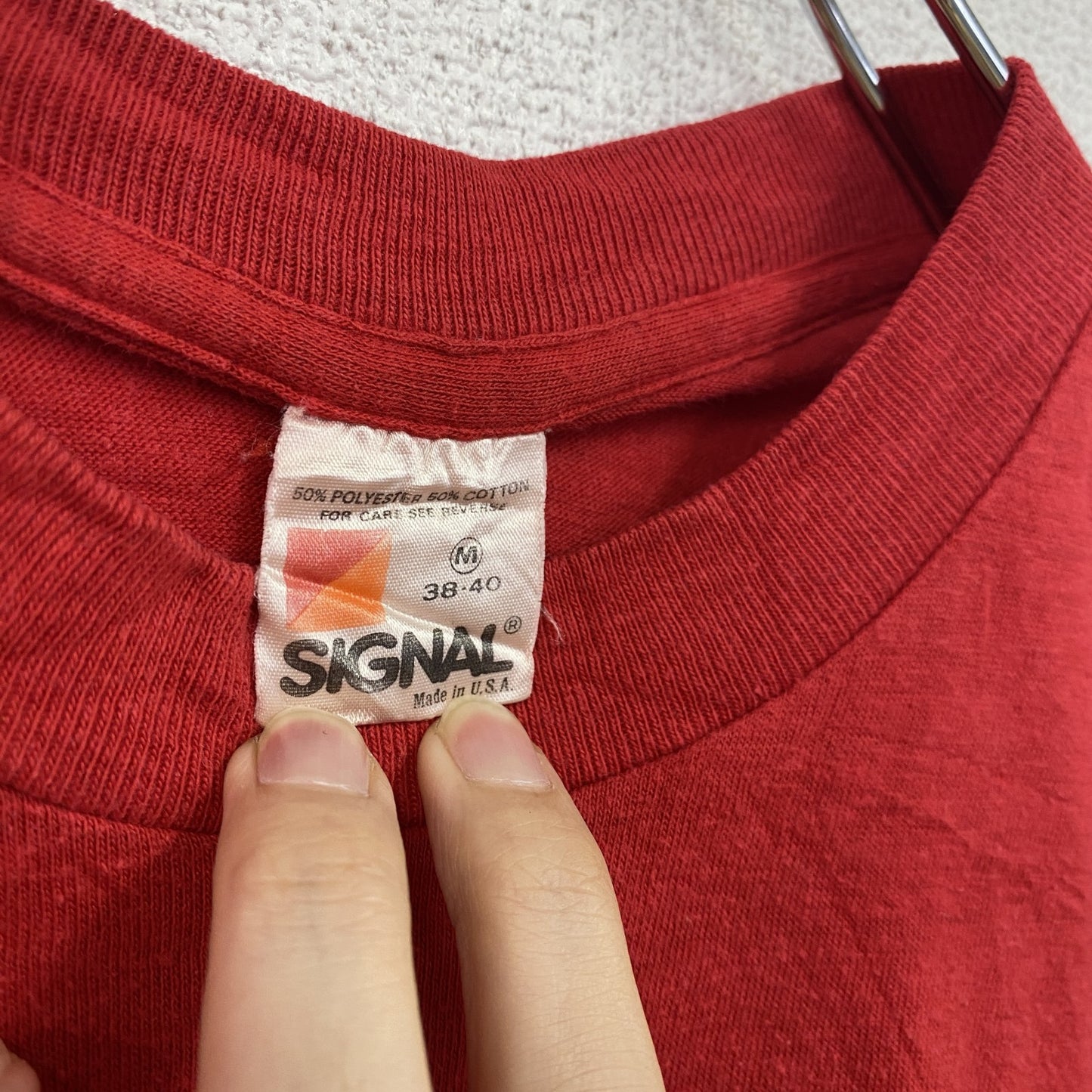 80s　SIGNAL　シグナル　半袖プリントTシャツ　赤色　Mサイズ