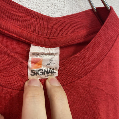 80s　SIGNAL　シグナル　半袖プリントTシャツ　赤色　Mサイズ