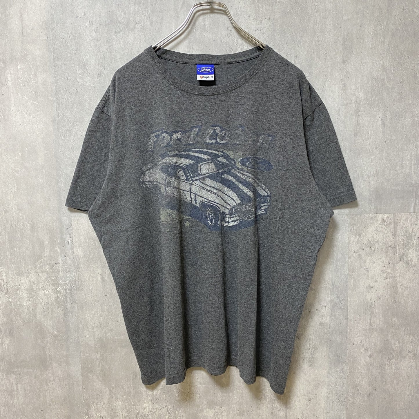 古着 used　Ford フォード　半袖カープリントTシャツ　車　レトロデザイン　ダークグレー　クルーネック　XLサイズ
