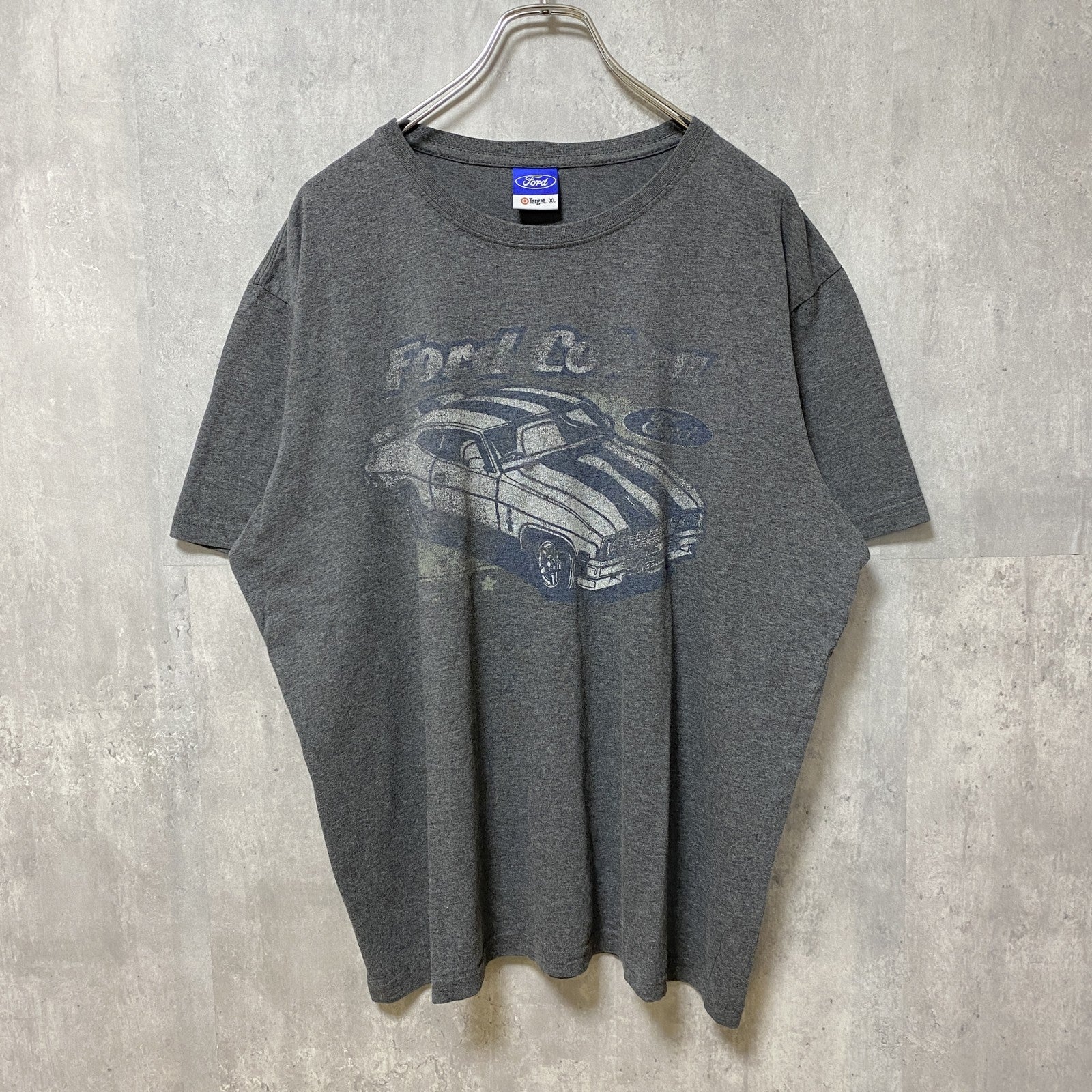 古着 used　Ford フォード　半袖カープリントTシャツ　車　レトロデザイン　ダークグレー　クルーネック　XLサイズ