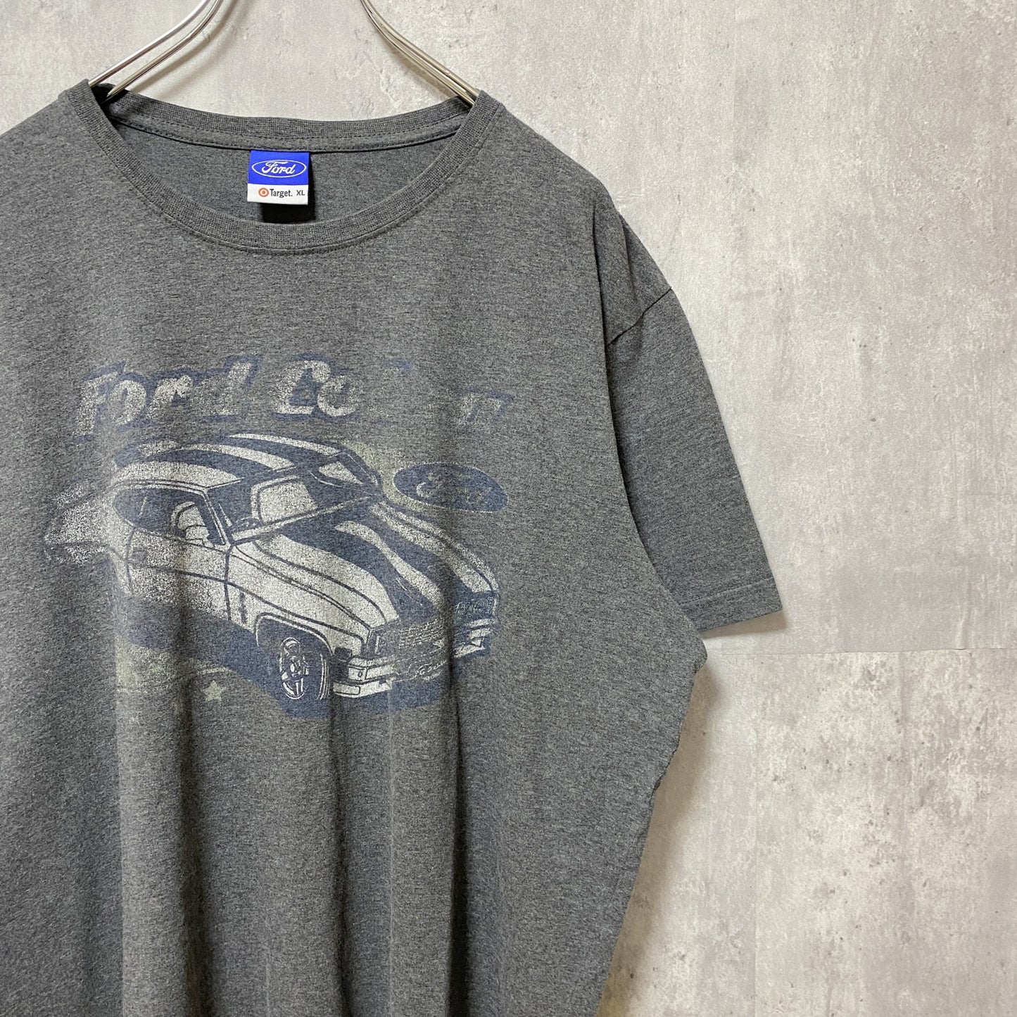 古着 used　Ford フォード　半袖カープリントTシャツ　車　レトロデザイン　ダークグレー　クルーネック　XLサイズ