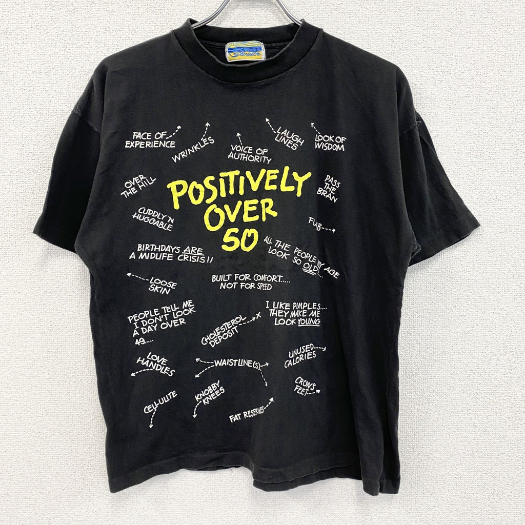 90s～　Laid back　半袖両面プリントTシャツ　ヴィンテージ　シングルステッチ　黒　ブラック　XLサイズ