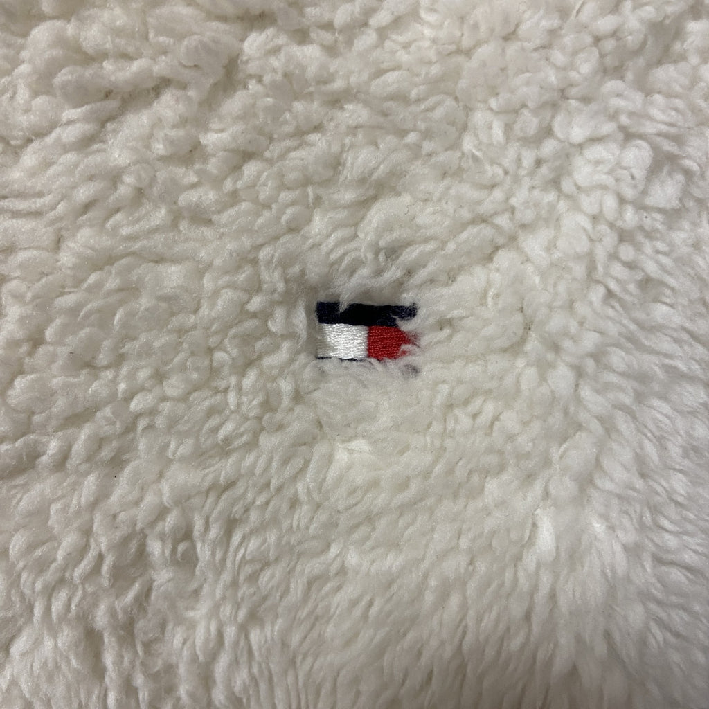 古着 used　TOMMY HILFIGER トミーヒルフィガー　長袖ボアフリースプルオーバー　ロゴ刺繍　白　Lサイズ