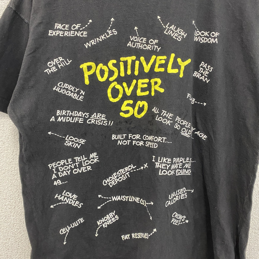 90s～　Laid back　半袖両面プリントTシャツ　ヴィンテージ　シングルステッチ　黒　ブラック　XLサイズ