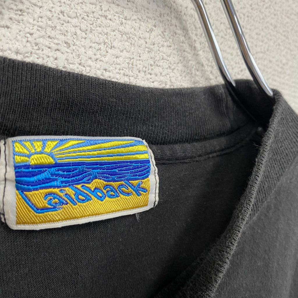 90s～　Laid back　半袖両面プリントTシャツ　ヴィンテージ　シングルステッチ　黒　ブラック　XLサイズ