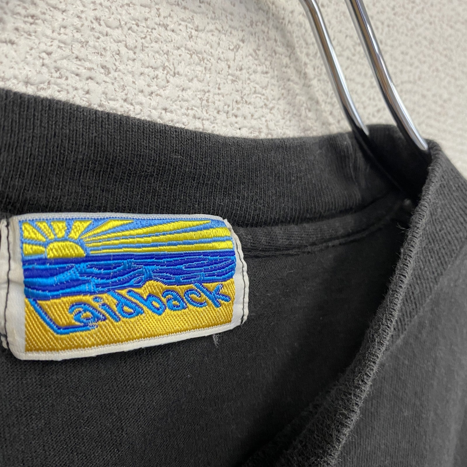 90s～　Laid back　半袖両面プリントTシャツ　ヴィンテージ　シングルステッチ　黒　ブラック　XLサイズ