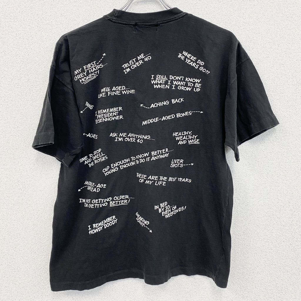 90s～　Laid back　半袖両面プリントTシャツ　ヴィンテージ　シングルステッチ　黒　ブラック　XLサイズ