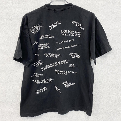 90s～　Laid back　半袖両面プリントTシャツ　ヴィンテージ　シングルステッチ　黒　ブラック　XLサイズ