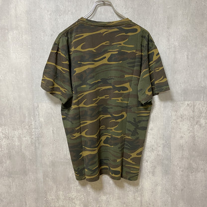 古着 used　anvil アンビル　半袖プリント迷彩Tシャツ　カモフラージュ　WILD DUCK　鴨　カーキ　レトロ　Mサイズ