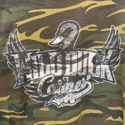 古着 used　anvil アンビル　半袖プリント迷彩Tシャツ　カモフラージュ　WILD DUCK　鴨　カーキ　レトロ　Mサイズ