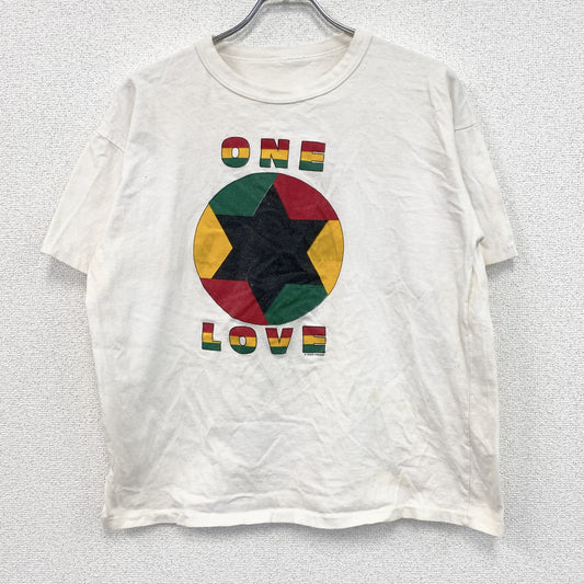 90s　ONE LOVE　半袖プリントTシャツ　ヴィンテージ　シングルステッチ　白　ホワイト　XLサイズ