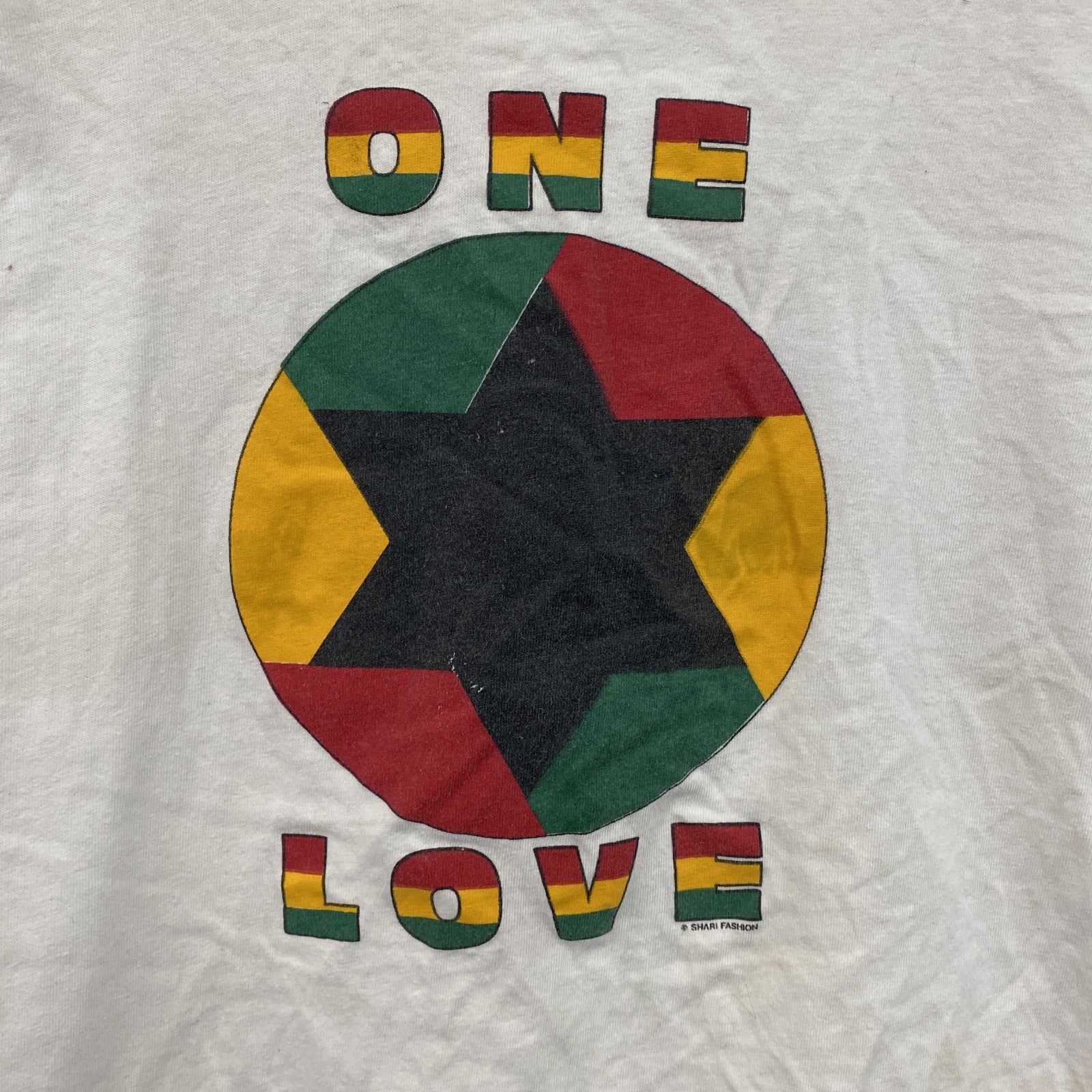 90s　ONE LOVE　半袖プリントTシャツ　ヴィンテージ　シングルステッチ　白　ホワイト　XLサイズ