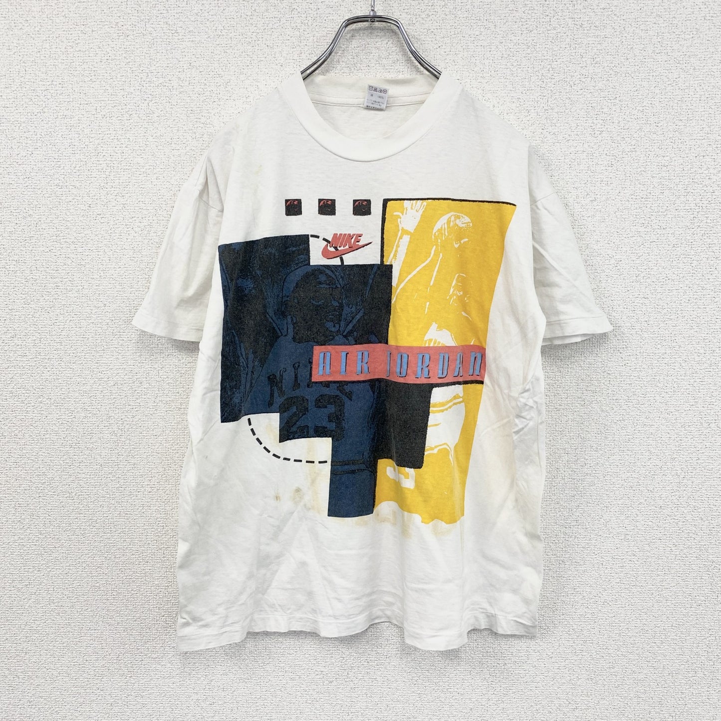 ～90s　NIKE　ナイキ　Air Jordan　半袖Tシャツ　シングルステッチ　スウッシュ　白　ホワイト　Lサイズ
