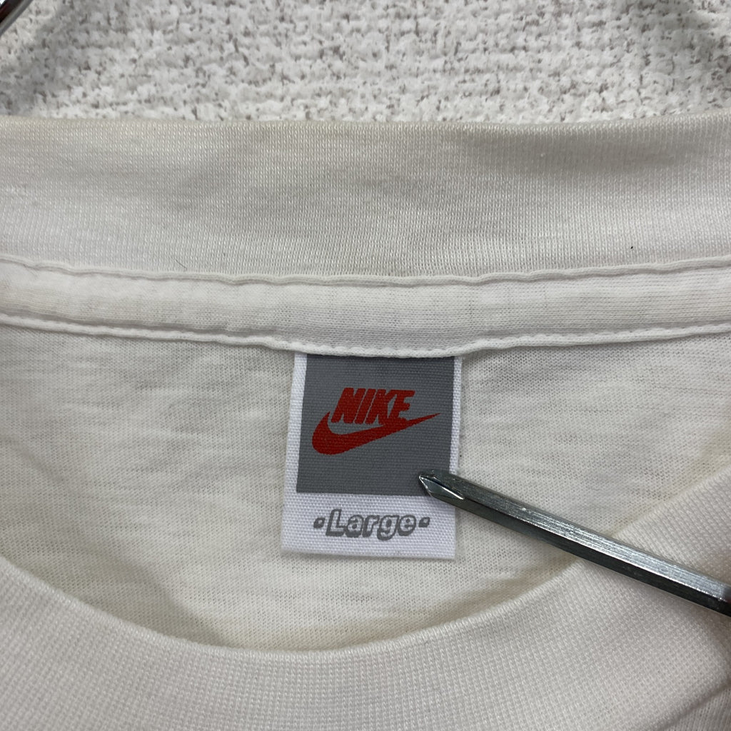 ～90s　NIKE　ナイキ　Air Jordan　半袖Tシャツ　シングルステッチ　スウッシュ　白　ホワイト　Lサイズ