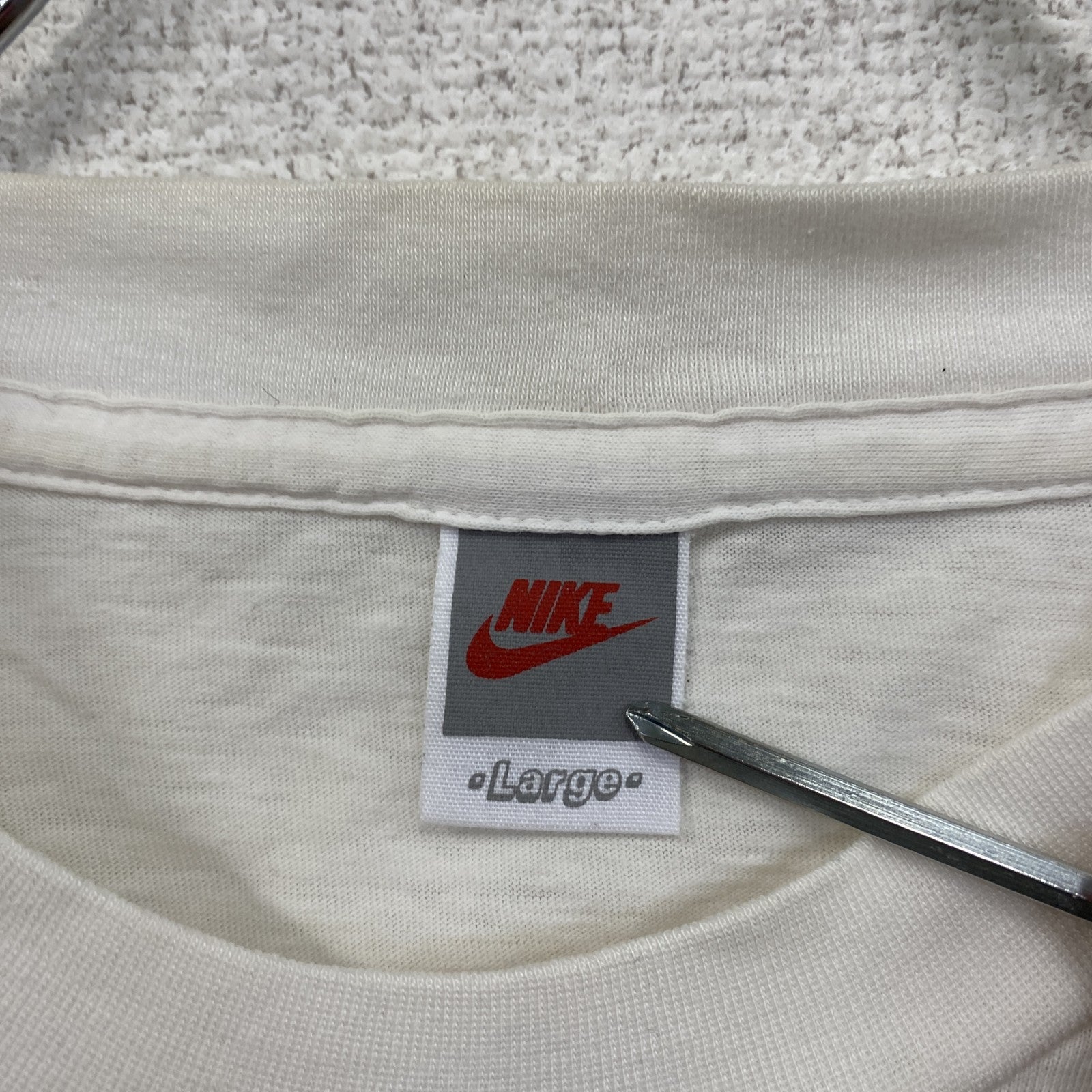 ～90s　NIKE　ナイキ　Air Jordan　半袖Tシャツ　シングルステッチ　スウッシュ　白　ホワイト　Lサイズ