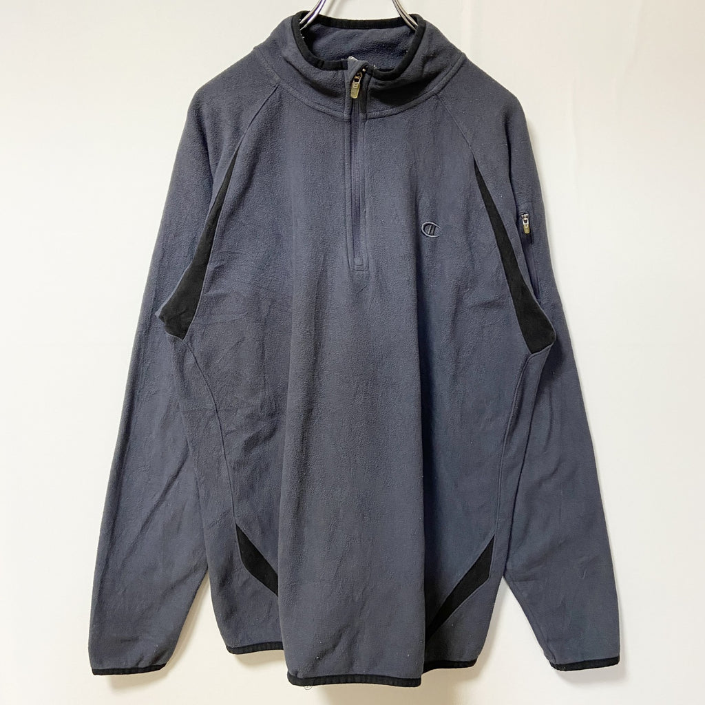 Champion　チャンピオン　ハーフジップフリースジャケット/ボアジャケット　ラグランスリーブ　現行　紺　ネイビー　Lサイズ