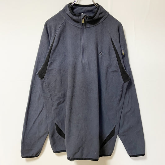 Champion　チャンピオン　ハーフジップフリースジャケット/ボアジャケット　ラグランスリーブ　現行　紺　ネイビー　Lサイズ