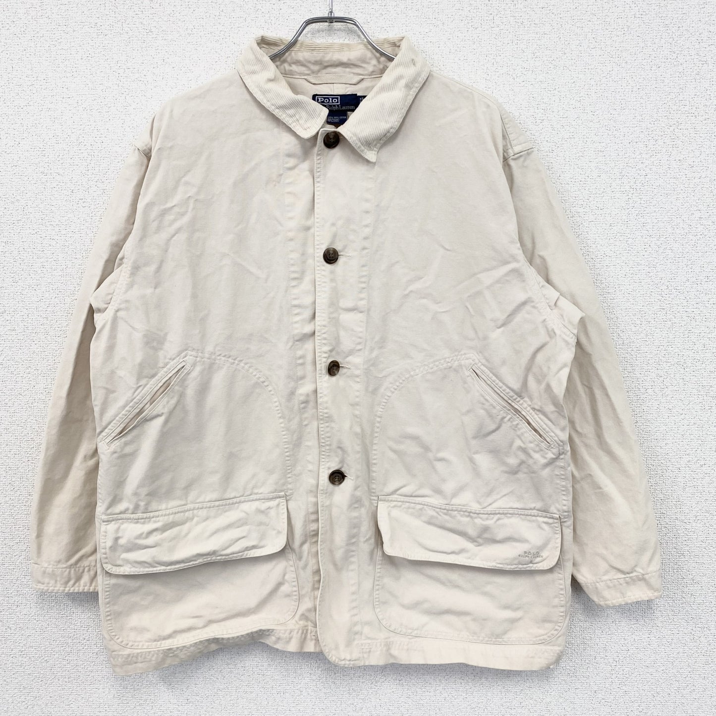 90s　POLO by Ralph Lauren　ラルフローレン　ハンティングジャケット　クリーム色　Lサイズ