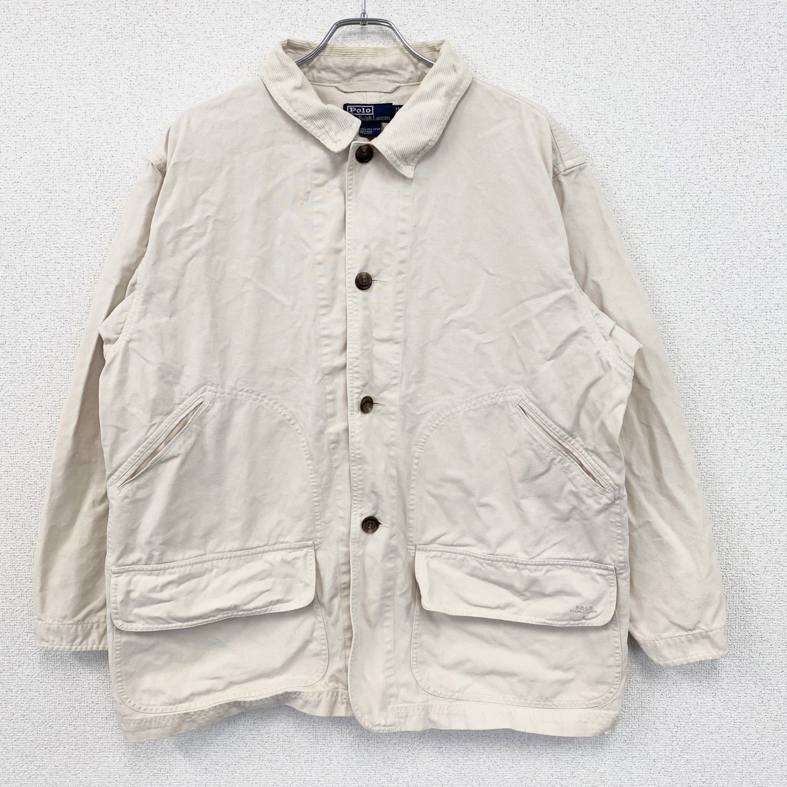 90s　POLO by Ralph Lauren　ラルフローレン　ハンティングジャケット　クリーム色　Lサイズ