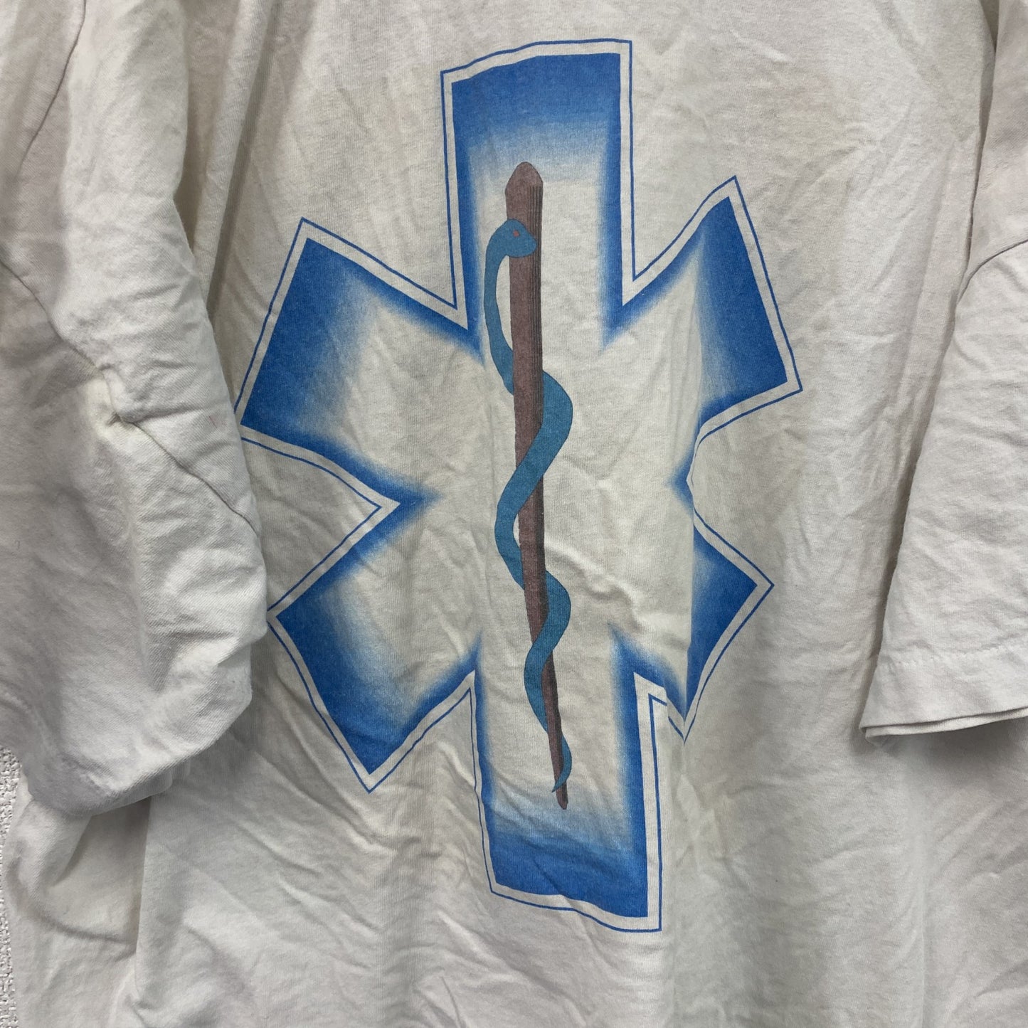 90s～　半袖プリントTシャツ　シングルステッチ　ヴィンテージ　白　ホワイト