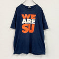 GILDAN　ギルダン　半袖プリントTシャツ　3連プリント　両面プリント　ビッグプリント　クルーネック　紺　ネイビー　XLサイズ