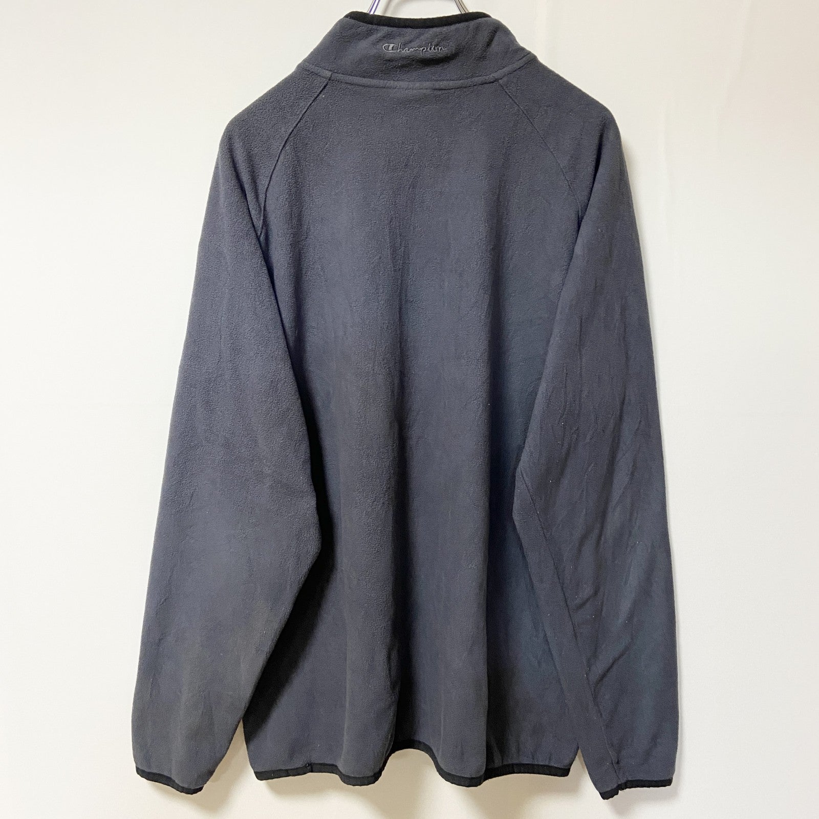 Champion　チャンピオン　ハーフジップフリースジャケット/ボアジャケット　ラグランスリーブ　現行　紺　ネイビー　Lサイズ