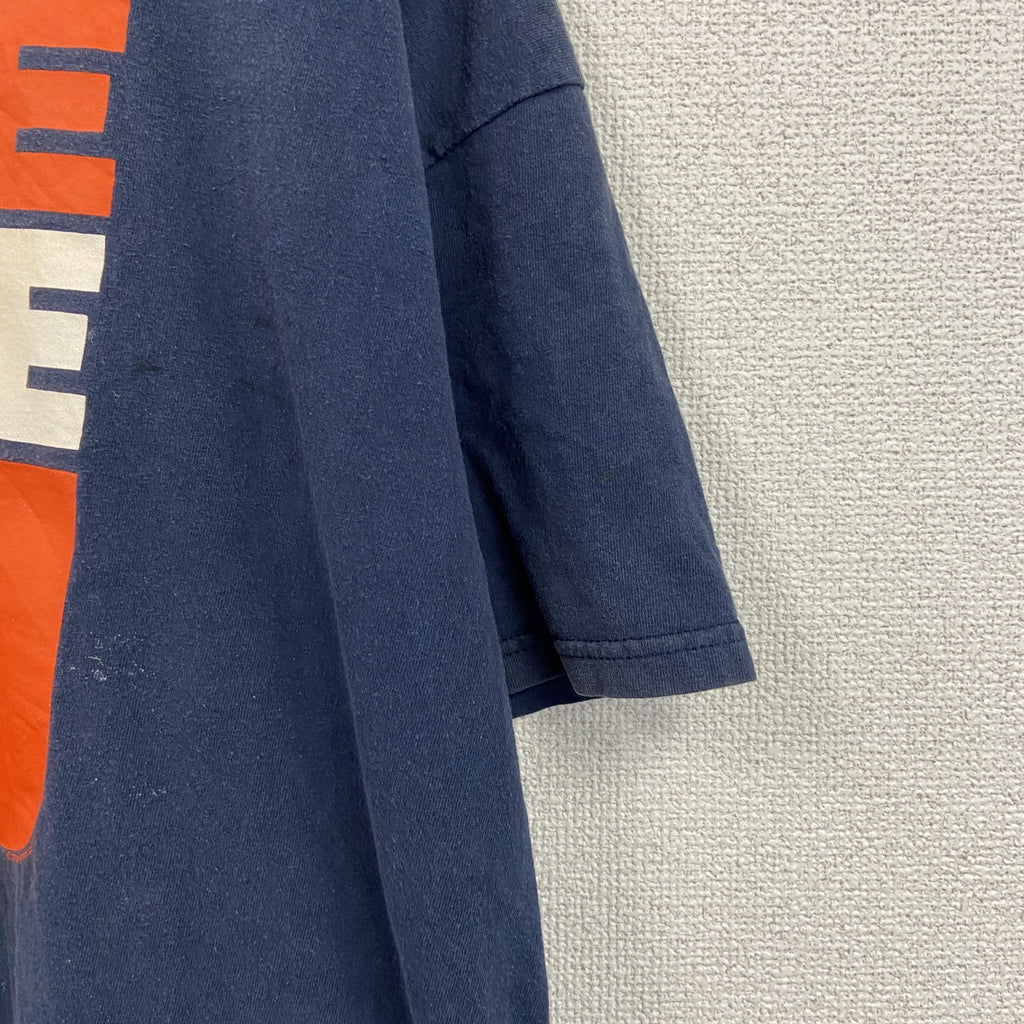 GILDAN　ギルダン　半袖プリントTシャツ　3連プリント　両面プリント　ビッグプリント　クルーネック　紺　ネイビー　XLサイズ