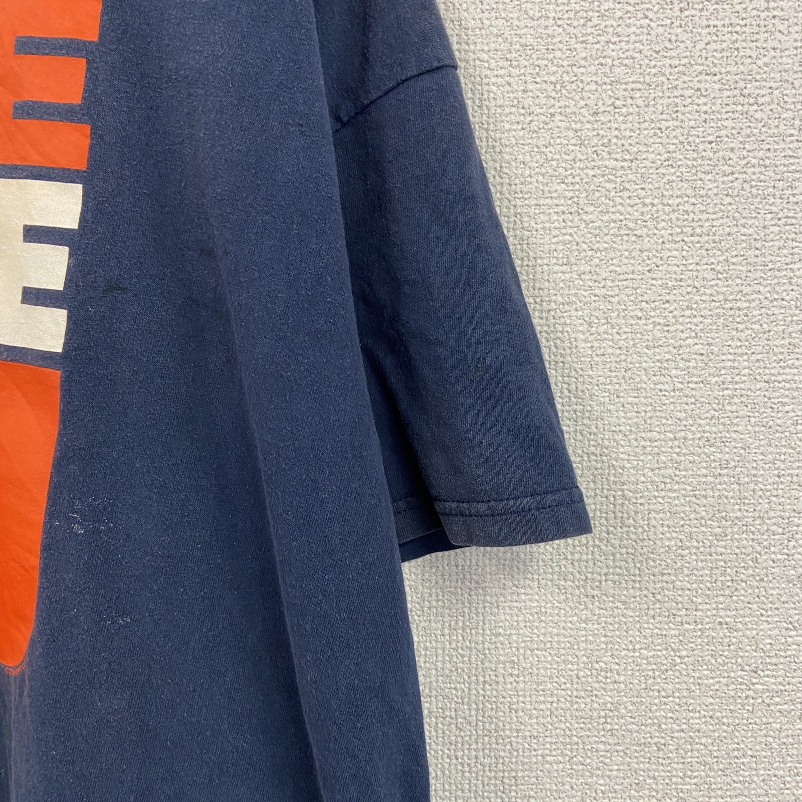 GILDAN　ギルダン　半袖プリントTシャツ　3連プリント　両面プリント　ビッグプリント　クルーネック　紺　ネイビー　XLサイズ