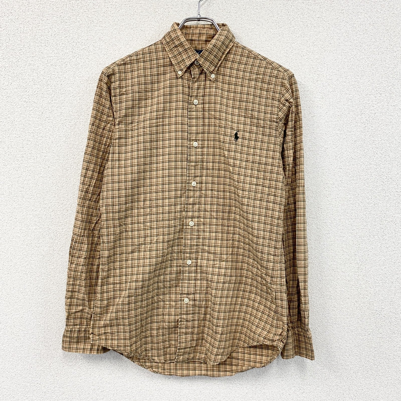 Ralph Lauren　ラルフローレン　長袖ボタンダウンシャツ　チェック柄　茶色　ブラウン　XSサイズ