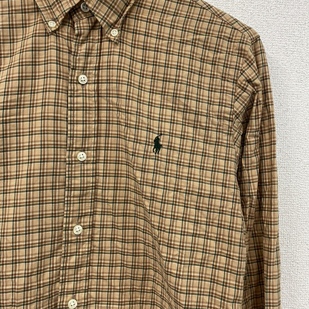 Ralph Lauren　ラルフローレン　長袖ボタンダウンシャツ　チェック柄　茶色　ブラウン　XSサイズ