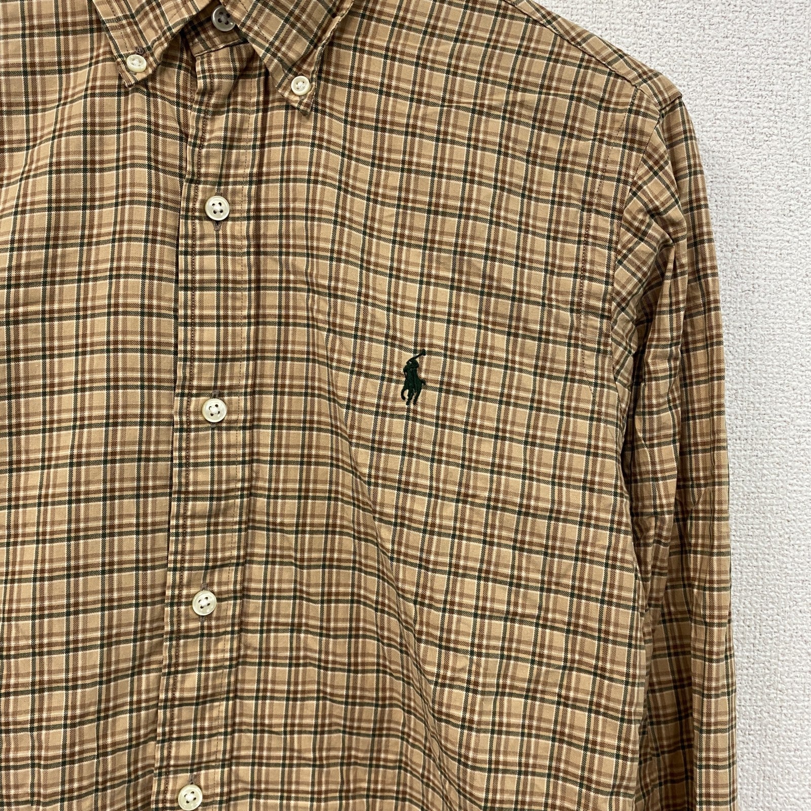 Ralph Lauren　ラルフローレン　長袖ボタンダウンシャツ　チェック柄　茶色　ブラウン　XSサイズ
