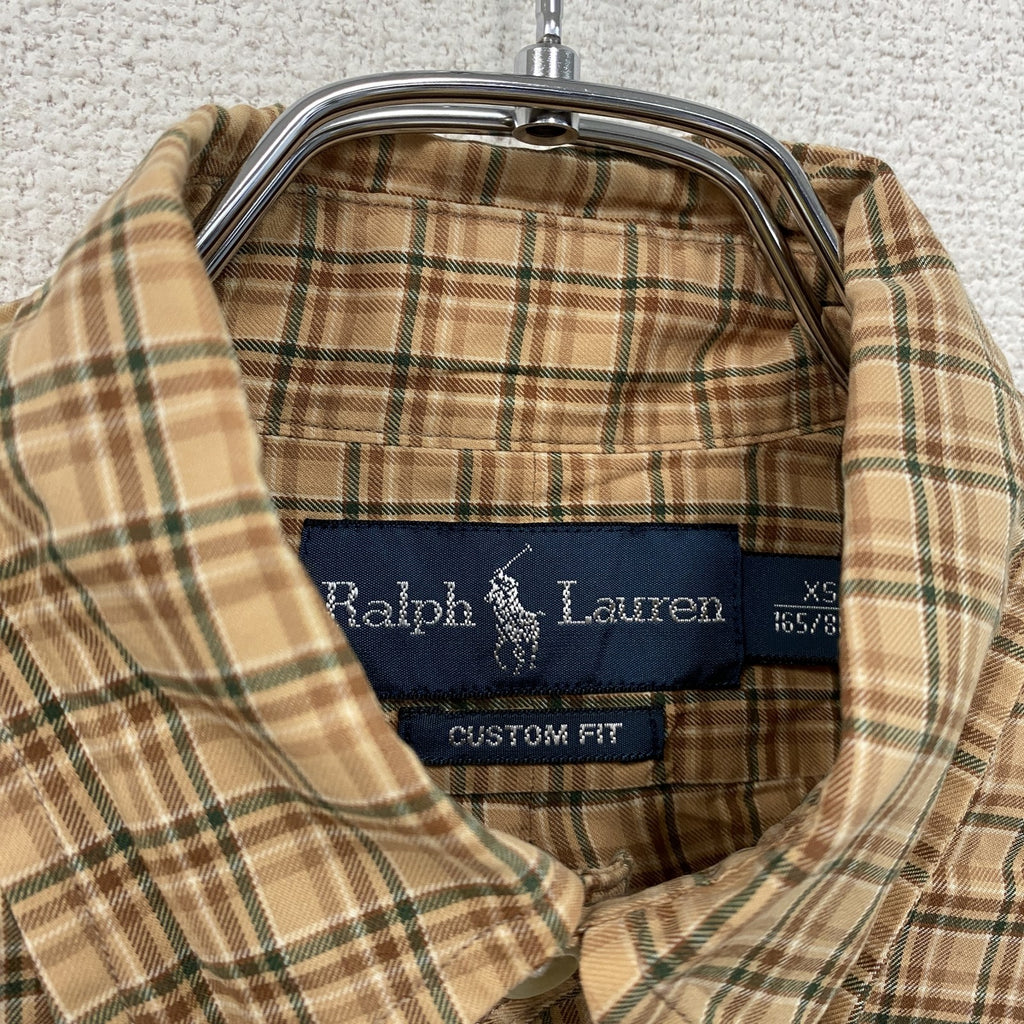 Ralph Lauren　ラルフローレン　長袖ボタンダウンシャツ　チェック柄　茶色　ブラウン　XSサイズ