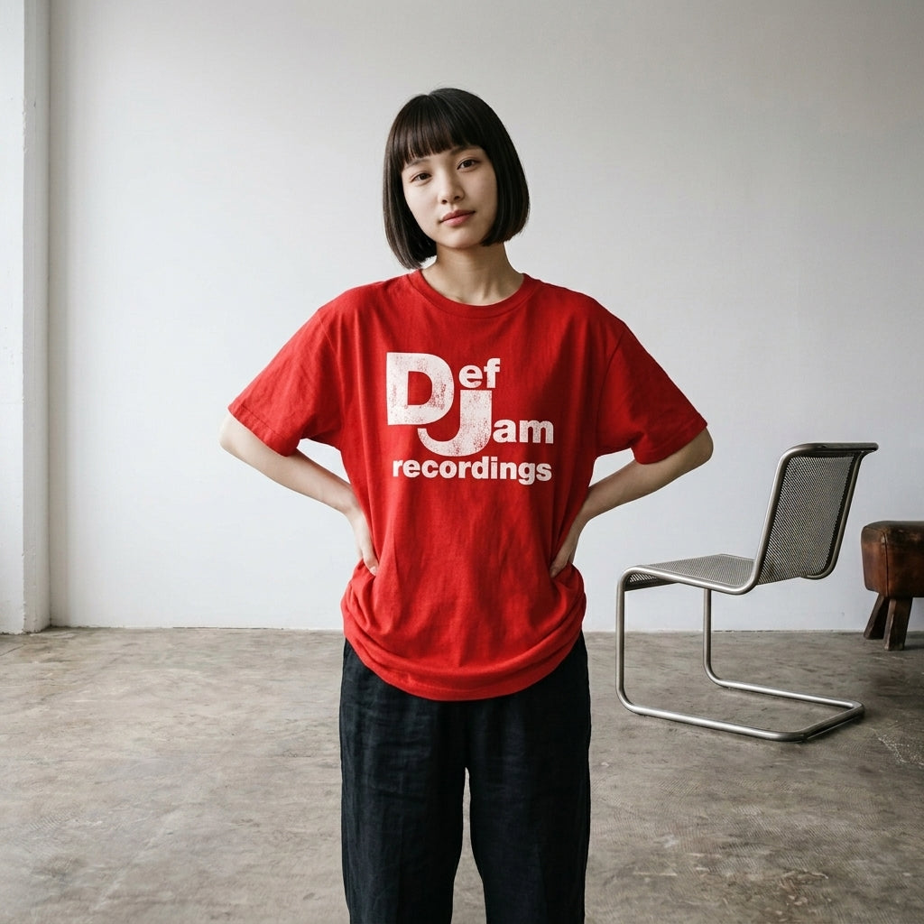 Def Jam Recordings　デフ・ジャム・レコーディングス　Classic Logo　半袖プリントTシャツ　ラップT　オフィシャル　赤　レッド　Lサイズ【新品・正規品】
