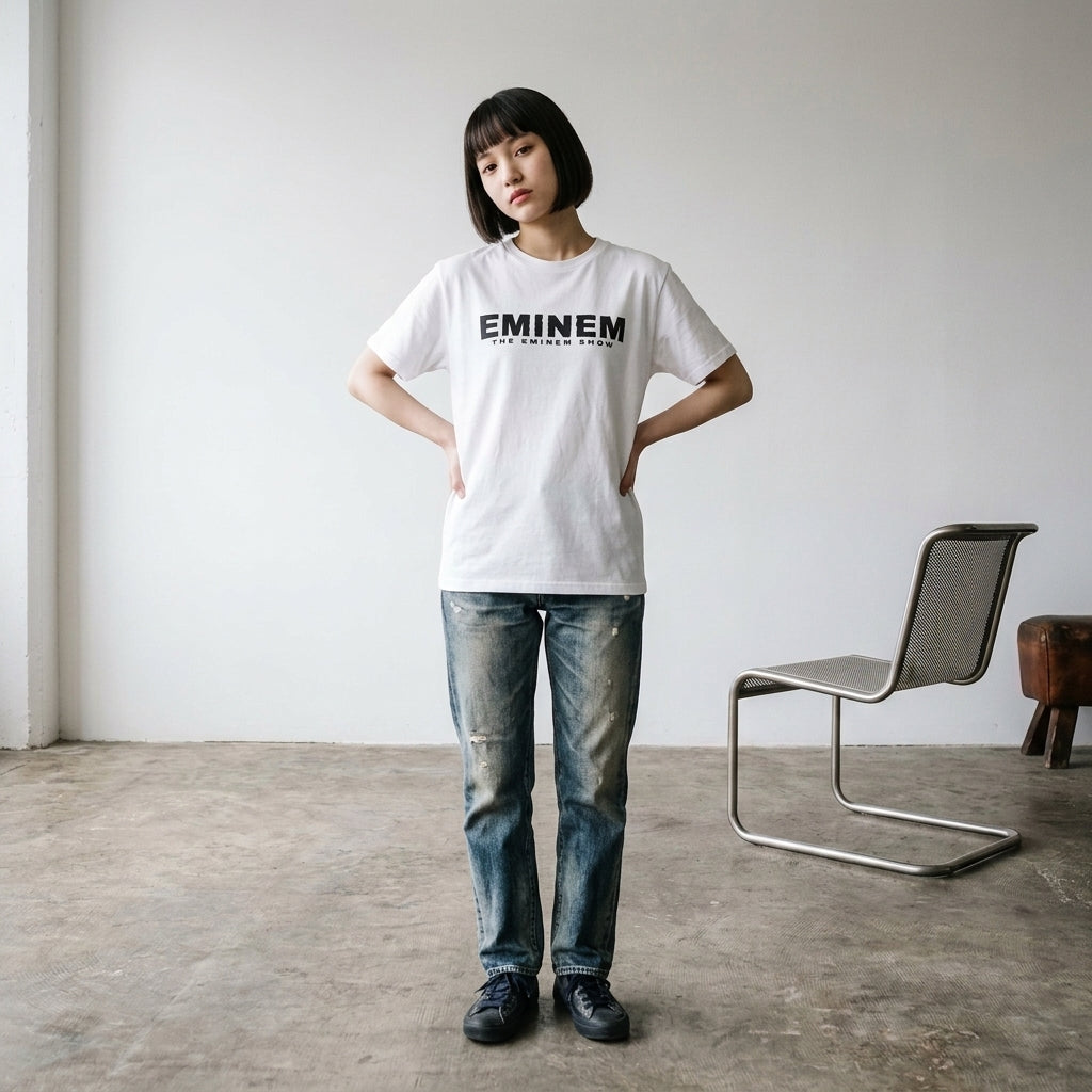 Eminem　エミネム　Eminem Show　半袖フォトプリントTシャツ　ラップT　オフィシャル　白　ホワイト　Lサイズ【新品・正規品】
