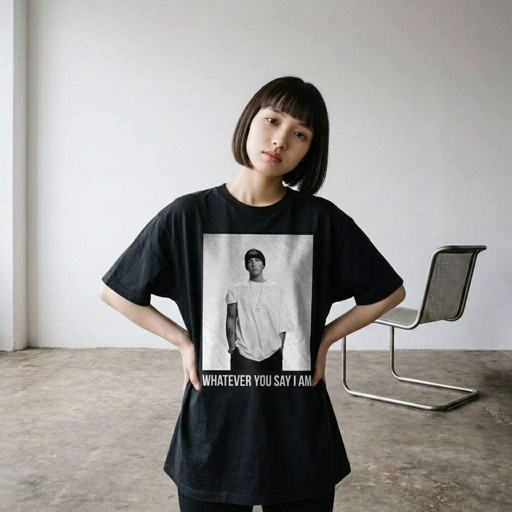 Eminem　エミネム　Whatever　半袖フォトプリントＴシャツ　ラップT　オフィシャル　黒　ブラック　Lサイズ【新品・正規品】