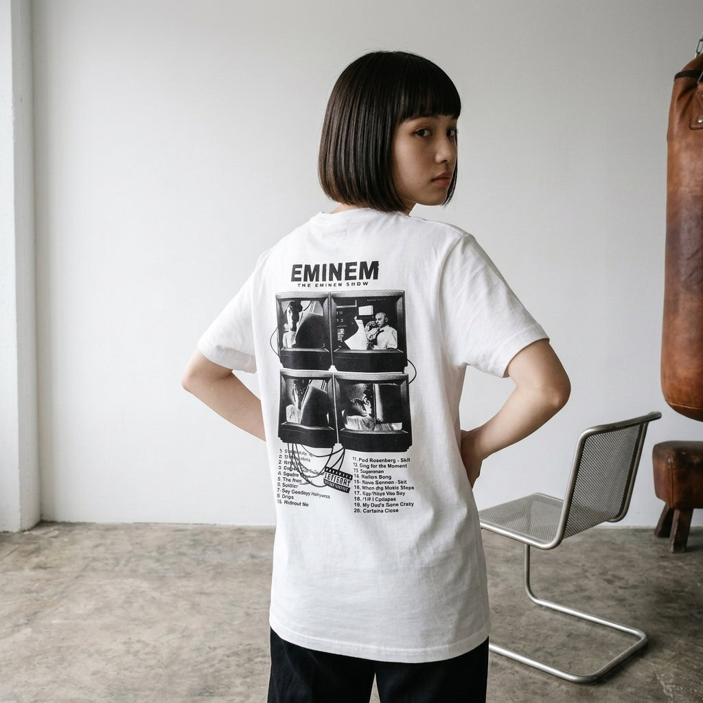 Eminem　エミネム　Eminem Show　半袖フォトプリントTシャツ　ラップT　オフィシャル　白　ホワイト　Lサイズ【新品・正規品】