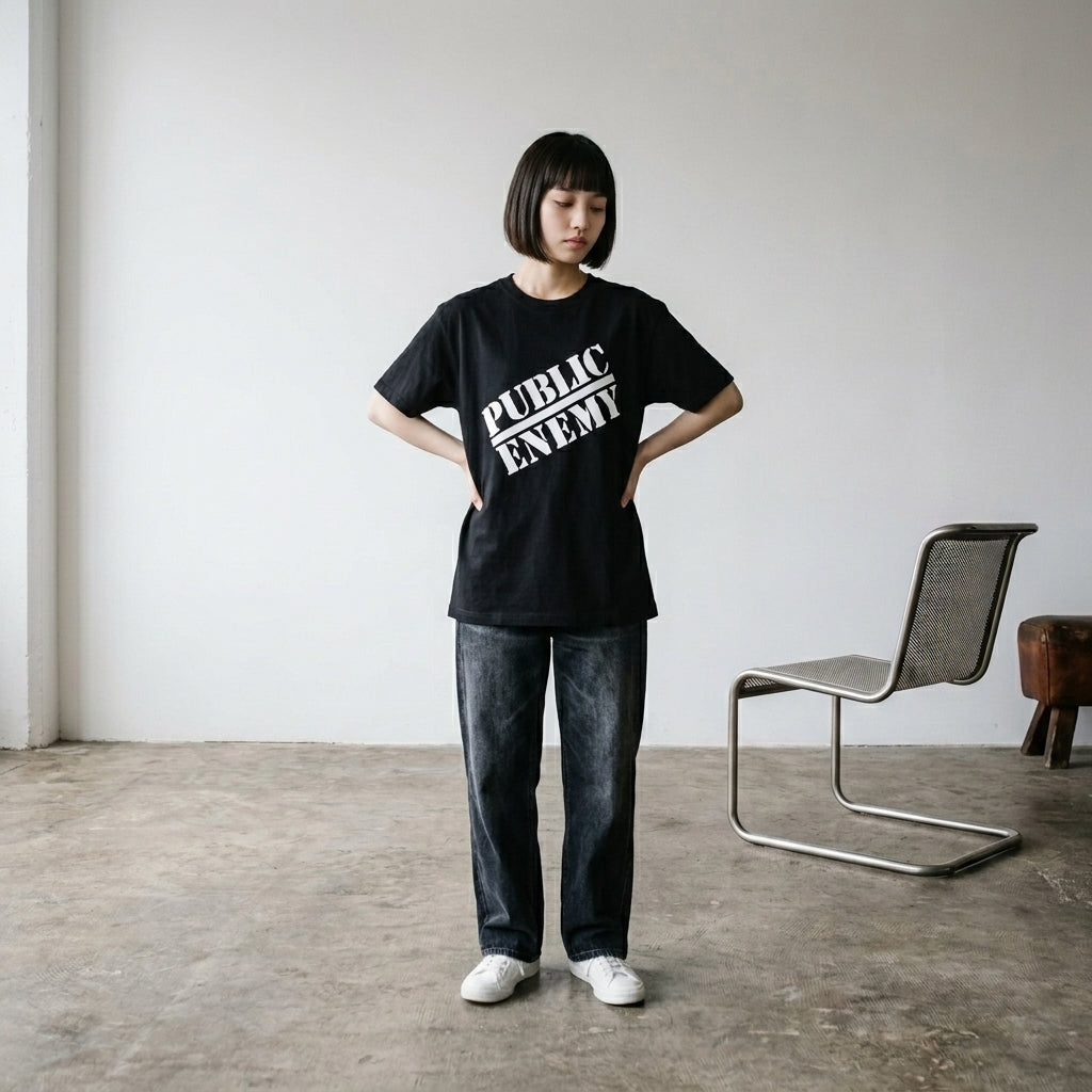 PUBLIC ENEMY　パブリックエネミー　半袖ロゴプリントTシャツ　ラップT　黒　ブラック　Lサイズ【新品・正規品】