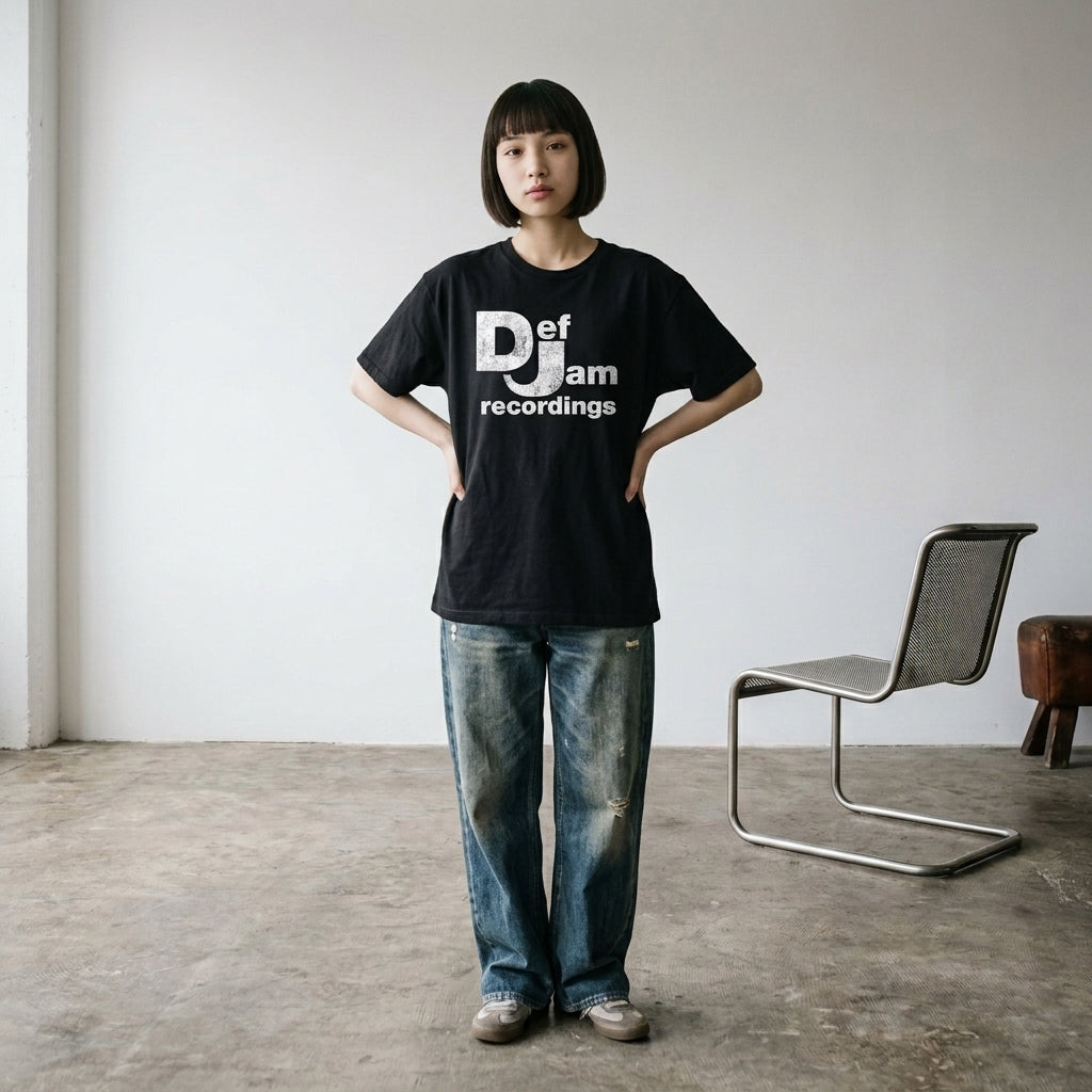 Def Jam Recordings　デフ・ジャム・レコーディングス　Classic Logo　半袖プリントTシャツ　ラップT　オフィシャル　黒　ブラック　XLサイズ【新品・正規品】